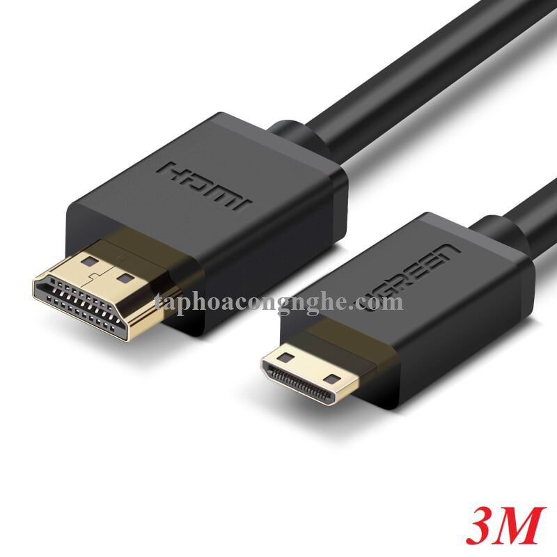 Ugreen 10118 3M màu Đen Cáp chuyển đổi Mini HDMI sang HDMI thuần đồng HD108 30010118